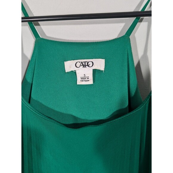 Cato Womens Dress Halter Tank A-Line Handkerchief Hem Pleated Green Size S - Picture 3 of 5